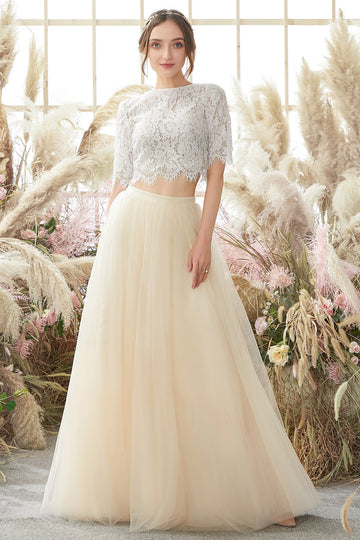 Champagne Vestido longo de baile de duas peças